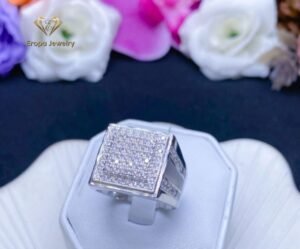 Cincin Berlian Pria Model Kotak Full Berlian