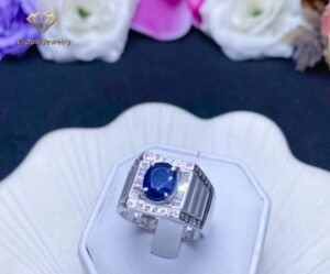 Cincin Berlian Pria Mata Biru Model Kotak